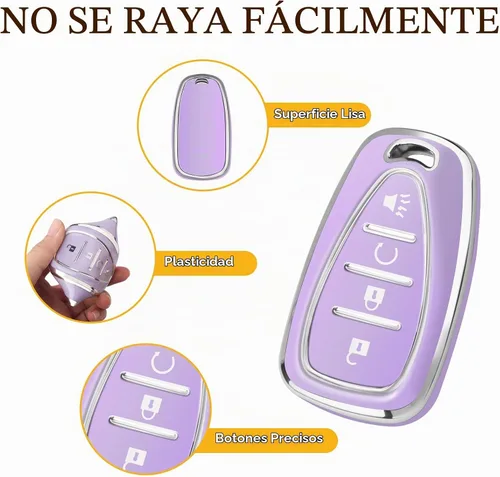 Vista 3 de FT FUNTOR - Funda para llavero Chevy con 4 botones Plateado/Púrpura