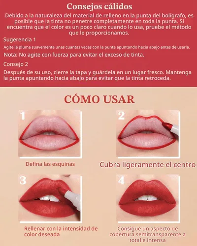 Vista 7 de Lápiz de Maquillaje para Tinte de Labios-1 Pieza Tinte de Labios Hidratante Rosa Berry Lápiz Delineador de Labios Líquido, Aspecto de Color Mate 01#