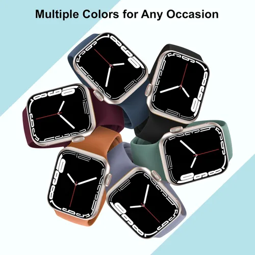 Vista 4 de Paquete de 6 correas compatibles con Apple Watch de 1.496 in 1.575 in 1.614 in 1.654 in 1.732 in 1.772 in 1.929 in, correas deportivas de silicona