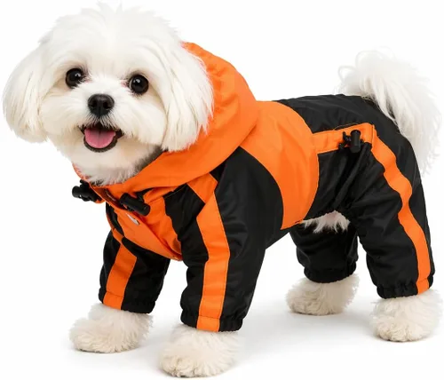 Vista 15 de Ropa para mascotas, abrigo impermeable de nailon para mascotas, chaqueta de lluvia adorable con capucha perfecta para razas de perros pequeños, Verde