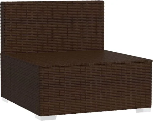 Vista 4 de Gecheer Sofá de patio de 3 asientos con cojines marrón Poly Rattan 0105517A