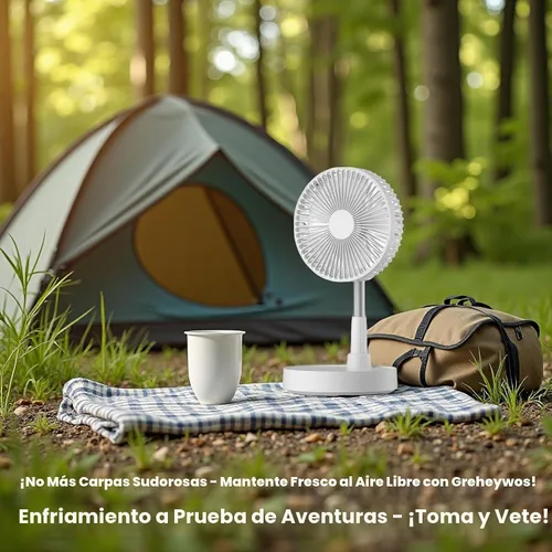 Vista 5 de Ventilador oscilante plegable recargable de 9 pulgadas, 7200 mAh, funciona con pilas, ventilador pequeño con control remoto, ventiladores