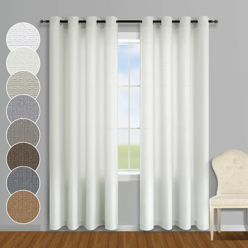 Vista 9 de KOUFALL - Cortinas transparentes con aspecto de lino