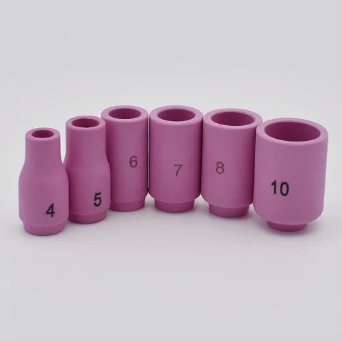Vista 3 de Boquilla de taza de cerámica de alúmina 12PCS 13N08 13N09 13N10 13N11 13N12 13N13 (4-5-6-7-8-10) para antorcha de soldadura TIG 9,20 y 25, morado