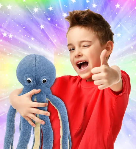Vista 2 de DolliBu Peluche súper suave de peluche de pulpo azul regalo - 15 pulgadas
