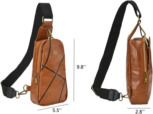 Vista 4 de Bolso bandolera para mujer, de piel sintética, para el pecho, pequeño, para senderismo, viajes, bandolera, mochila para mujeres y hombres