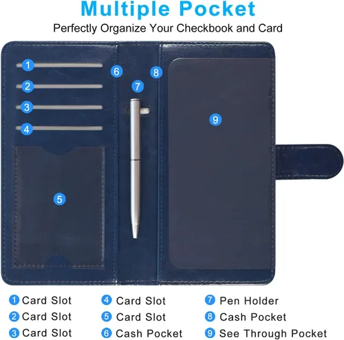 Vista 4 de ACdream Checkbook Cover, Leather RFID Blocking Check Book Wallet
