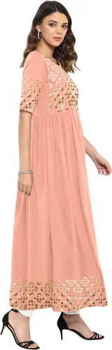 Vista 5 de Janasya Túnica india de crepé Kurti para mujer