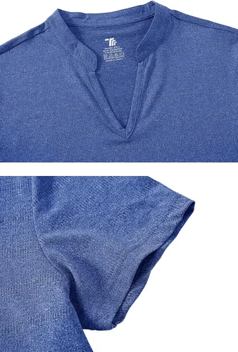 Vista 6 de YSENTO Camisas polo de golf Dry Fit para mujer, manga corta, cuello en V, sin cuello, ropa