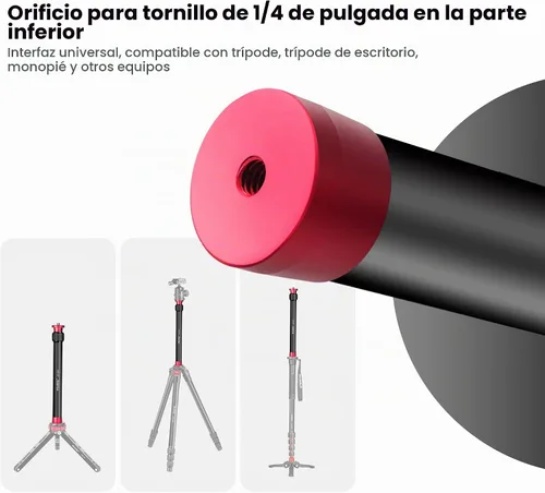 Vista 6 de Manbily Poste de extensión de cardán de aluminio trípode columna central barra de extensión 1/4 "rosca 2 sección tubo para DJI OSMO móvil 2 Zhiyun