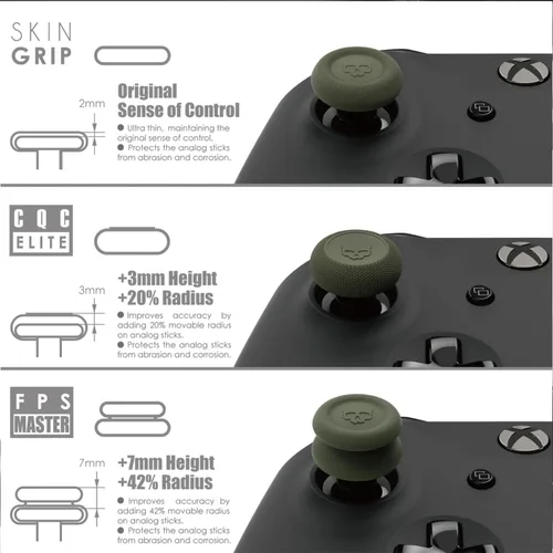 Vista 4 de Skull & Co. Skin, CQC and FPS Thumb Grips Joystick Cap Analog Stick Cover for Xbox Controller- Black, Set of 6