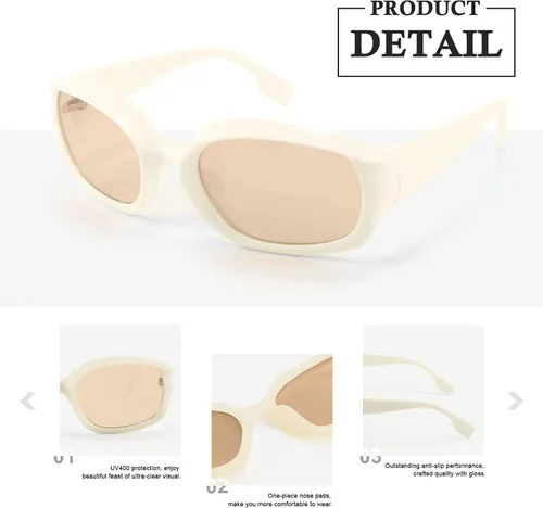 Vista 5 de FEISEDY Gafas de sol deportivas de moda envolventes gruesas con marco rectangular Funky gafas para mujeres y hombres B2831, 56mm