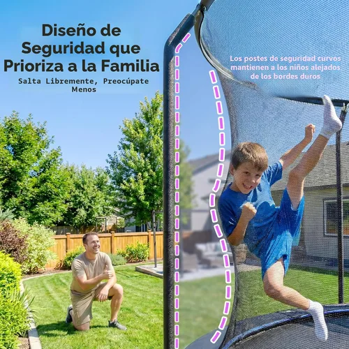 Vista 4 de Outdoor Trampoline with Net for Kids 10FT 12FT 14FT 15FT 16FT Púrpura