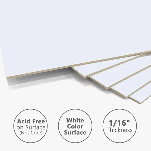 Vista 4 de Paquete de 10 tableros de respaldo solamente – Tablas de base blancas sin cortar de 11 x 14 pulgadas, sin ácidos y con núcleo blanco, ideal