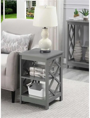 Vista 2 de Convenience Concepts Mesa auxiliar de diamante, gris
