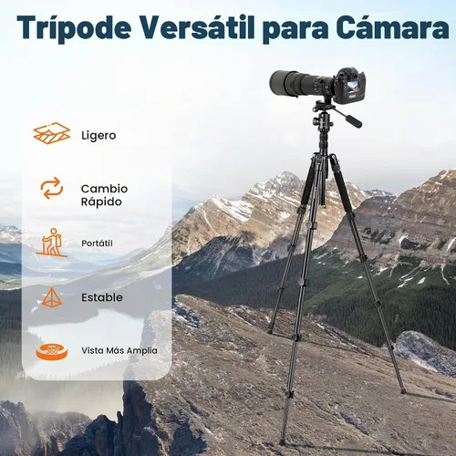 Vista 8 de Trípode de cámara JOILCAN, Trípodes y monópodos de aluminio de 83" con asa de metal, Trípode resistente para cámara DSLR, láseres, binoculares