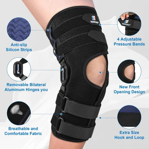 Vista 2 de Rodillera con Bisagras, Rodillera Mejorada para Hombres y Mujeres de 16 Pulgadas de Alto, Rodilleras para Dolor de Rodilla con Bisagras Dobles