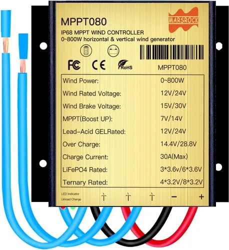 Vista 2 de Marsrock 0 ~ 800W 30A Mini descarga de carga de viento MPPT controlador IP68 impermeable regular Auto Match salida viento DC AC 12/24v voltaje