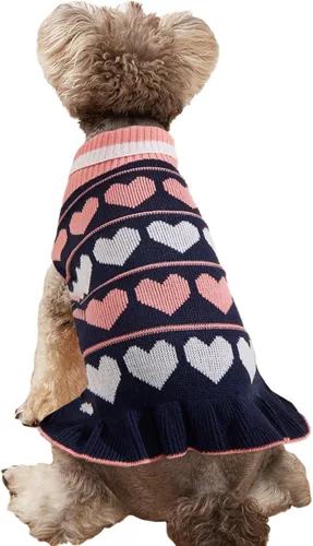 Vista 8 de Jecikelon Suéteres para Mascotas Perros para Perros Pequeños Vestido con Ropa de Punto de Nieve Suéter de Cuello Alto Ropa para Perros Suéter Cálido