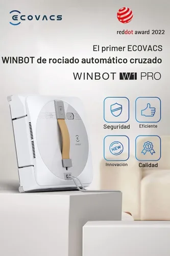 Vista 2 de ECOVACS Winbot W1 Pro - Robot de limpieza de ventanas, limpieza inteligente con tecnología de rociado de agua dual cruzado, planificación de rutas