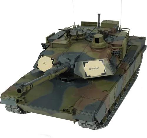 Vista 5 de Heng Long Edición Modificada 1/16 2.4ghz tanque de control remoto M1A2 Abrams de EE. UU. en color camuflaje (torreta giratoria de 360 grados)
