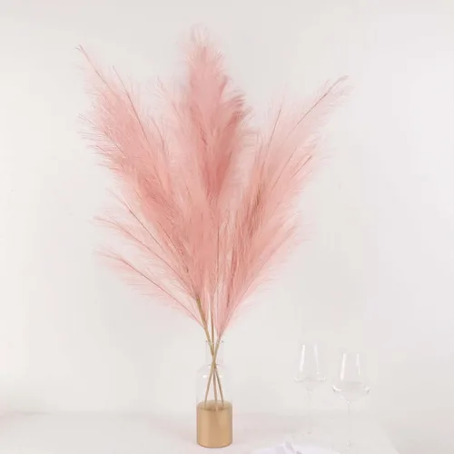 Vista 13 de Efavormart - Paquete de 50 ramos de flores de hierba de pampa seca con cola de conejo marrón de 15 pulgadas, arreglos de tallo bohemio