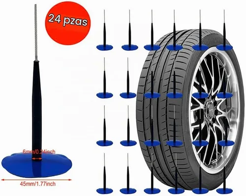 Vista 2 de TP-103D Unidad de reparación combinada, tapón de parche de reparación de neumáticos 1/4 "x 1 3/4" vástago sumergido 24 piezas