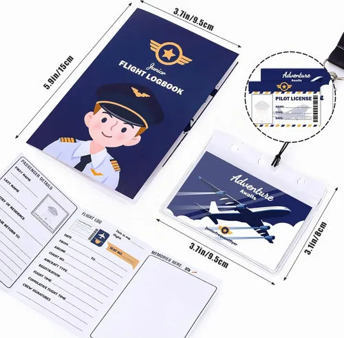 Vista 5 de Disfraz de piloto para niños, traje de avión con sombrero, accesorios