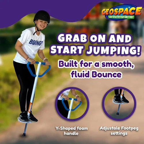 Vista 7 de Geospace Pogo Stick de Air Kicks para jinetes de 90 a 160 libras (azul)