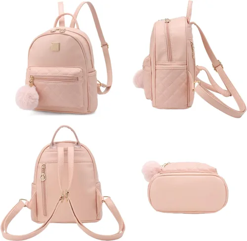 Vista 25 de Mini mochila de moda para niñas, bolso pequeño lindo de cuero a cuadros para mujer, mochilas pequeñas, Negro -, Mini mochila de moda para niñas