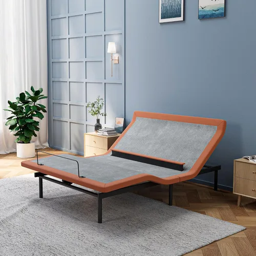 Vista 11 de ESHINE Marco de cama ajustable + colchón híbrido de 14 pulgadas, soporte lumbar, inclinación de almohada para la cabeza, control de aplicación