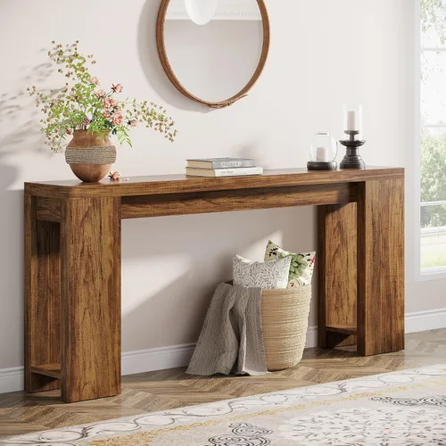 Vista 12 de Tribesigns Mesa Consola Extra Larga de 70.9 Pulgadas, Mesa de Sofá de Madera Estilo Granja Detrás del Sofá, Mesa de Acento Estrecha para Entrada