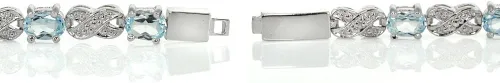 Vista 2 de Ice Gems - Pulsera de plata de ley con gemas auténticas o creadas, infinito X y ovalada