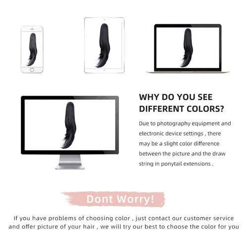 Vista 7 de Extensión de Cola de Caballo, Extensión de Cabello con Garra Larga de 20", Piezas de Cabello Sintético Ondulado Liso con Clip en Peluca de Cola