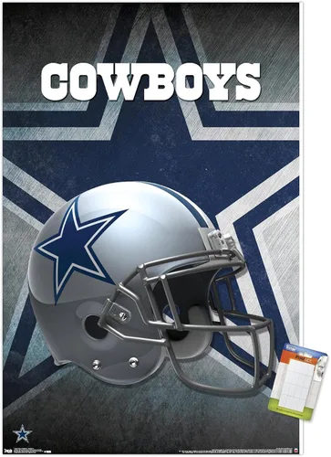 Vista 13 de Trends International NFL Dallas Cowboys - Póster de pared con casco 16, 14.725 x 22.375 pulgadas, versión enmarcada de madera de granero Versión
