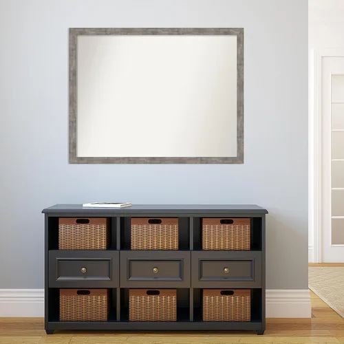 Vista 360 de Amanti Art Silver Bathroom Mirror for Over Sink, 26x35 Custom Made Marred Pewter Rectangle Vanity Mirror, Large Casual Wood Frame, Hangs Horizonally