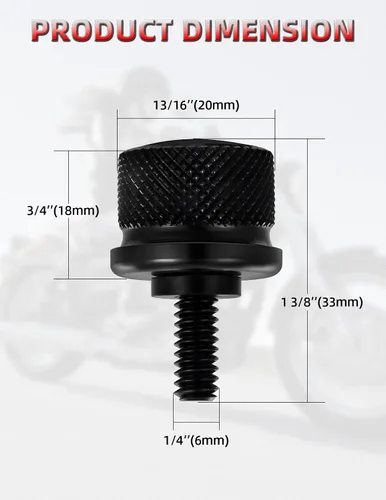 Vista 5 de Amazicha Perno de asiento de aluminio negro con tornillo, compatible con Harley Davidson Sportster Softail Touring Dyna 1996-2026
