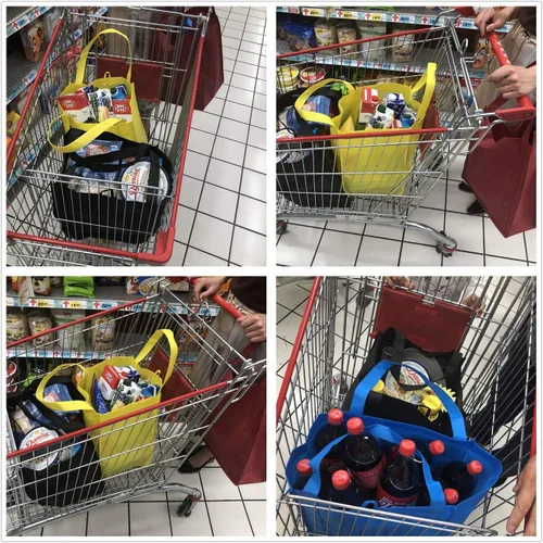 Vista 6 de NERUB Juego de 10 bolsas de comestibles reutilizables de servicio pesado, bolsas de compras, bolsas grandes para comestibles con fondo reforzado