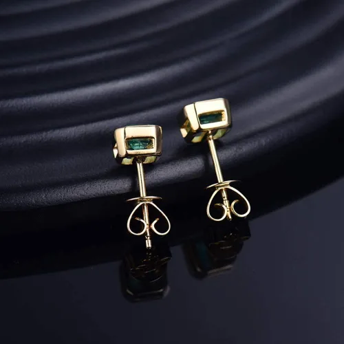 Vista 5 de Lanmi - Pendientes de oro blanco amarillo de 14 quilates con diamantes naturales para mujeres y niñas