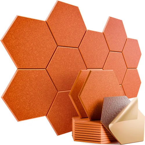 Vista 59 de Paquete de 12 paneles acústicos autoadhesivos de 12 x 10 x 0.4 pulgadas, paneles de espuma a prueba de sonido con alta densidad, elegante diseño