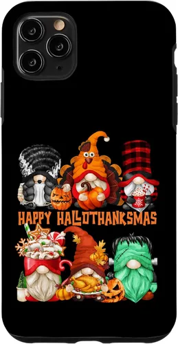 Vista 13 de iPhone 16 Halloween Thanksgiving Christmas Gnomes Happy Hallothanksmas Case