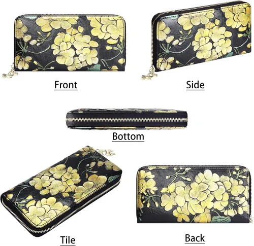 Vista 4 de FEITH & FELLY - Cartera con bloqueo RFID para mujer, de cuero grabado en relieve, talla única