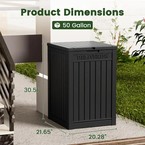 Vista 3 de 50 Gallon Package Delivery Box for Outside with Lockable Secure, Waterproof Black-new