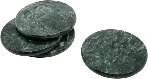 Vista 10 de Creative Home Natural Champagne Marble Set of 4 Piece Round Coasters, 4" Diameter