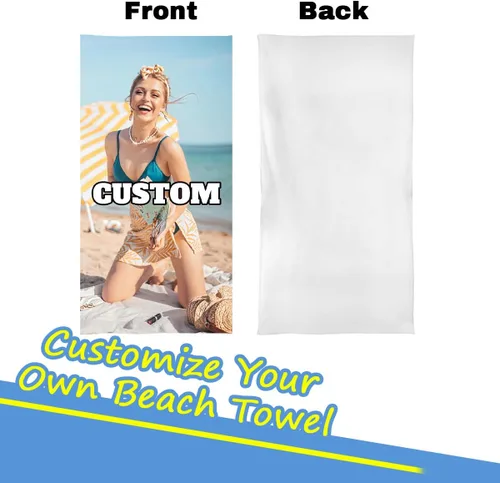 Vista 2 de Toalla de playa con foto personalizada, añade tu imagen, texto, logotipo, manta de playa personalizada para adultos, mujeres y hombres, toallas