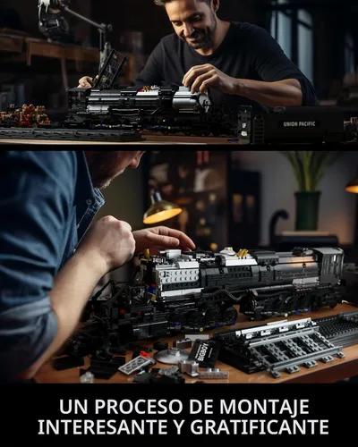 Vista 4 de Nifeliz Locomotora Big Boy, juego de bloques de construcción de locomotora de vapor articulada, kit de exhibición de tren de vapor legendario