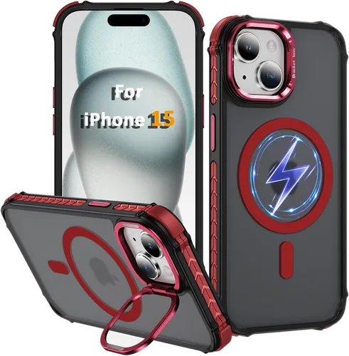 Vista 16 de Funda KETGII para iPhone 13, para iPhone 14, compatible con MagSafe, carga inalámbrica, resistente, a prueba de golpes, pata ajustable, delgada