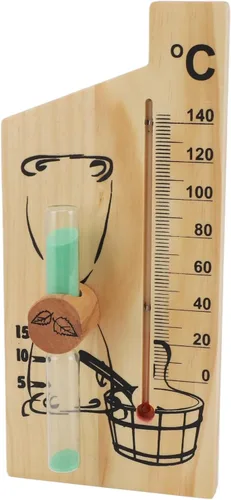 Vista 2 de Karlak Sauna Thermometer Hourglass 15 Minute Sand Timer 0 to 140 Celsius Degree Temperature Wall Mount Sauna Accessory
