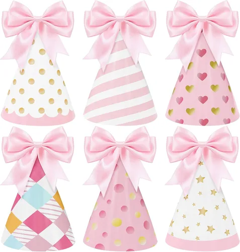 Vista 26 de WERNNSAI 12 Pcs Birthday Party Hats Assorted Themes Cone Paper Headbands Multiple Styles, Easy to Assemble with Elastic Strings, Kids Birthday