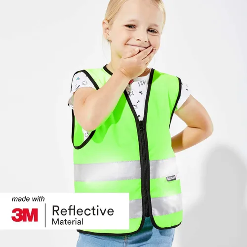 Vista 3 de Salzmann 3M - Chaleco de seguridad de alta visibilidad para niños, con cremallera, fabricado con material reflectante 3M Made with 3M Reflective